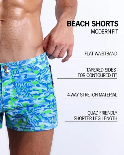 Vista 49 de Bang Men's Swimwear - Beach Shorts - Stretchy Quick-Dry All-Use Premium Swimsuit Trunk Square Cut