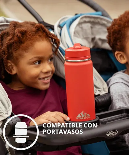 Vista 5 de Hydrapeak Mini botella de agua de 20 onzas con tapa con popote, aislamiento de doble pared de acero inoxidable Botella a prueba de fugas y Alpine