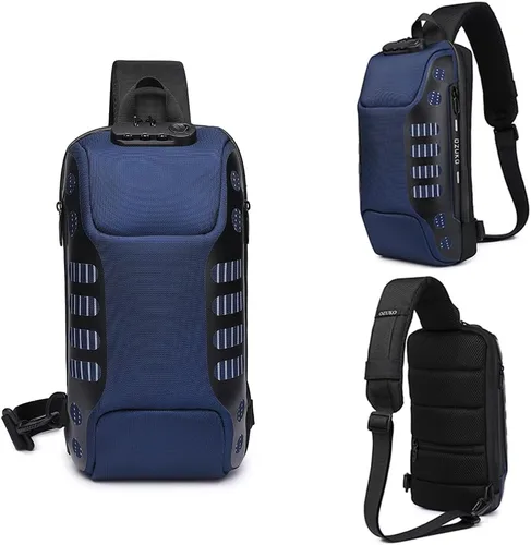 Vista 4 de ZUK - Mochila estilo bandolera antirrobo, impermeable, con puerto de carga USB, ligera, informal