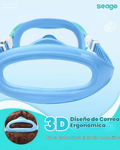 Vista 6 de Seago 2 Pack Swim Goggles with Nose Cover, Goggles for Kids 6-14 Girls Boys Azul y verde negro