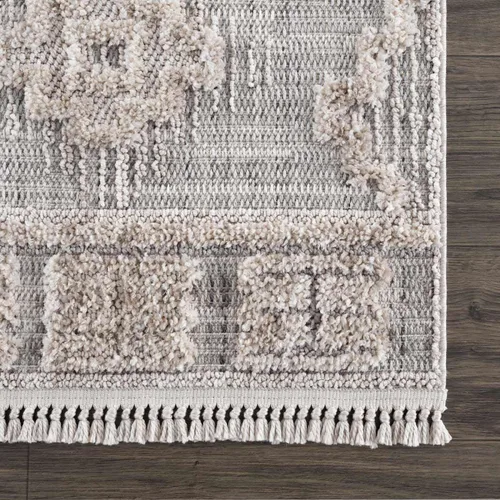 Vista 4 de Hauteloom Aria - Alfombra para sala de estar y dormitorio, con borde geométrico de medallón de diamante, envejecida, bohemio, transicional, tribal