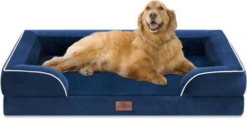 Vista 11 de Comfort Expression - Cama ortopédica para perros medianos, 28 x 19 pulgadas, cama impermeable y de apoyo de espuma con cojines removibles, sofá