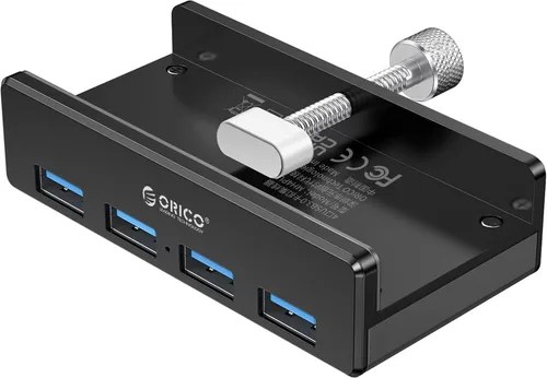 Vista 10 de ORICO Hub USB 3.0, Abrazadera de Hub USB, Divisor USB de Aluminio de 4 Puertos con Puerto de Fuente de Alimentación Adicional y Cable de Datos USB
