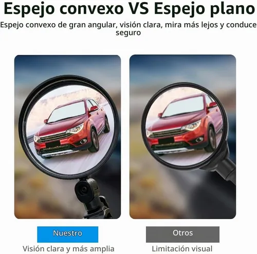 Vista 4 de Espejos para manillar para bicicleta, 1 espejo retrovisor de bicicleta HD, espejo convexo ajustable montado en el manillar con llave Allen