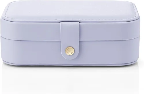 Vista 6 de Vlando Pequeño organizador de joyero de viaje Joyas espejadas, collares, anillos, aretes, collar, estuche de almacenamiento para niñas, mujeres