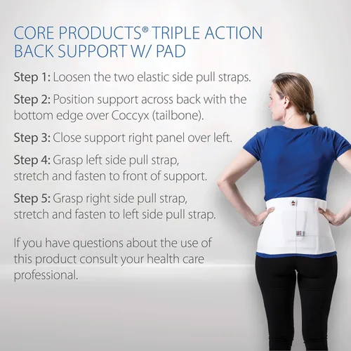 Vista 5 de Core Products Soporte de espalda elástico de triple acción con almohadilla