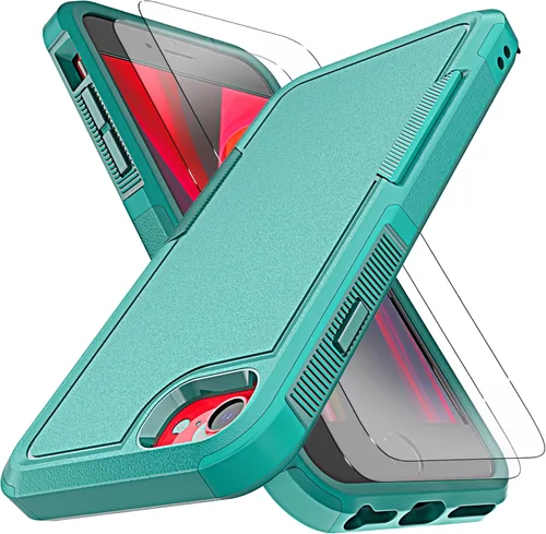 Vista 9 de YmhxcY Funda para iPhone SE 2022/2020, iPhone 8/7 con protector de pantalla integrado a prueba de caídas, 3 capas de cubierta duradera, a prueba