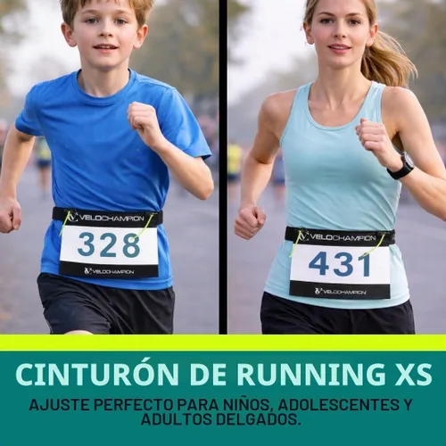 Vista 4 de VeloChampion - Cinturón para correr de triatlón con número de carrera, talla XS, 1 paquete