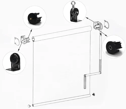 Vista 2 de Soporte de instalación de persianas enrollables, piezas de repuesto para parasol, kit de manivela inalámbrica, para parasol externo Coolaroo