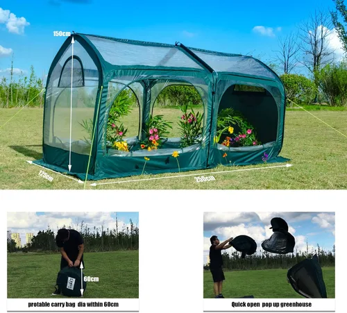 Vista 4 de Porayhut - Cubierta para invernadero, para flores y plantas, cubierta en PVC para jardinería, para jardín o patio trasero, protector contra heladas