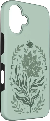 Vista 3 de Sage & Green Flowers Sun Crescent Moon Boho Floral Celestial Case for iPhone 16