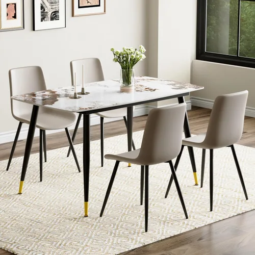 Vista 36 de Juego de 4 mesas de comedor negras para mesa de comedor de 4,50 pulgadas para 4, sillas de cocina de piedra sinterizada, fácil de montar, adecuado