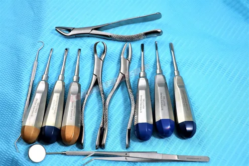 Vista 3 de Alemán 12 PCS Elevadores Dentales y Pinzas Dentales de EXTRACCIÓN Dental