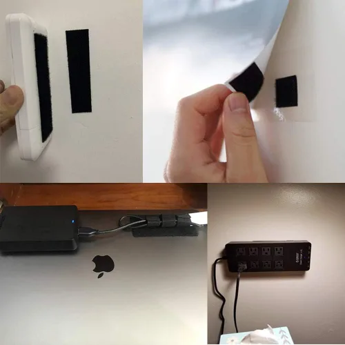 Vista 4 de Melsan Tiras de gancho y bucle de 1 x 4 pulgadas con adhesivo, 15 juegos, cinta de montaje adhesiva fuerte para uso doméstico u oficina, en lugar