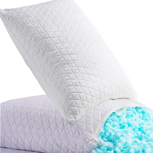 Vista 10 de KEYOOHOME Almohadas de espuma viscoelástica trituradas para dormir, juego de 2 almohadas de cama de tamaño estándar, ajustables, buenas para dormir