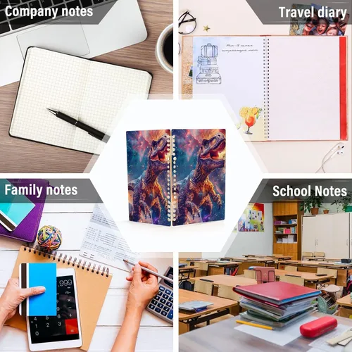 Vista 7 de UMIRIKO Dinosaur T-rex Galaxy Spiral Notebook Journal College Ruled Notebook 8.3"x5.7" Journal with 60 Lined Pages A5 Spiral Notebooks for Women Men
