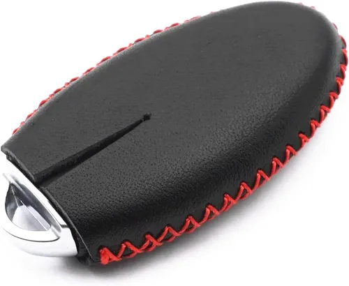 Vista 5 de Funda de cuero inteligente con 3 botones para llavero Infiniti EX35 FX35 QX50 QX70 Nissan Versa Rogue Pathfinder 370Z Armada Juke Murano Titan Negro