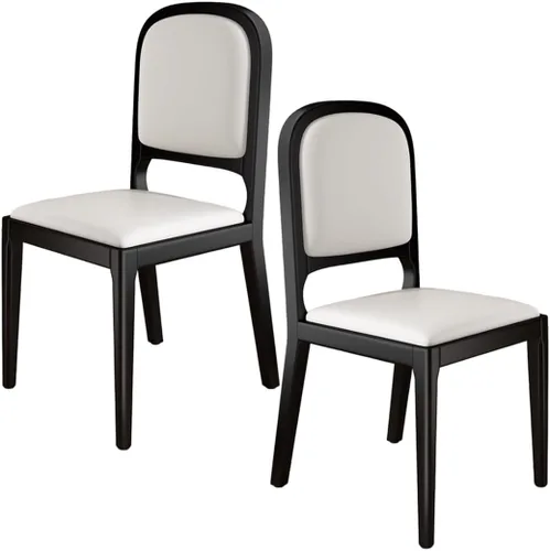 Vista 24 de YVYKFZD Sillas de comedor de madera maciza, juego de sillas de cocina sin brazos, silla de comedor tapizada de cuero, silla de sala de estar