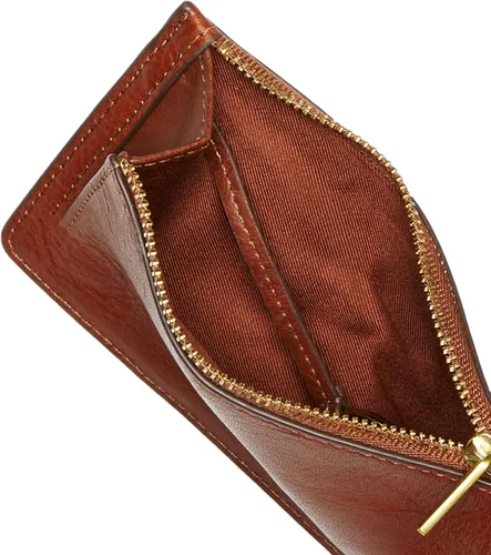 Vista 5 de Fossil Cartera Logan de piel para tarjetas para mujer cartera con llavero