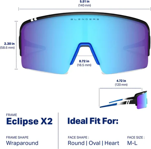 Vista 58 de Blenders Eyewear Eclipse X2 - Gafas de sol polarizadas - Lente envolvente - 100% protección UV - Para hombres y mujeres