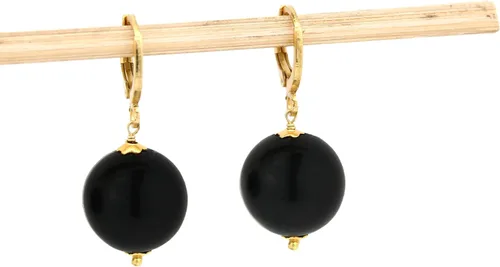 Vista 2 de Gempires - Aretes de aro de perlas naturales, aretes de meditación, joyería hecha a mano, regalo para ella