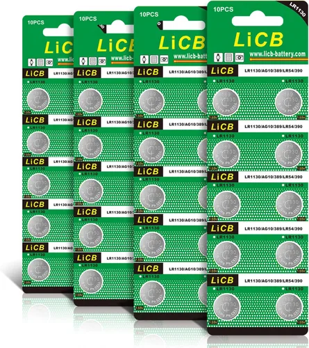 Vista 9 de LiCB Paquete de 10 pilas LR1130 AG10 de 1.5V, pilas de botón alcalinas de larga duración