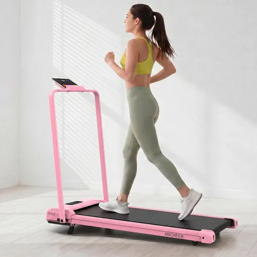 Vista 10 de ANCHEER Cinta de correr con inclinación del 12%/15%, almohadilla plegable con barra de asa, capacidad de 320-450 libras debajo del escritorio