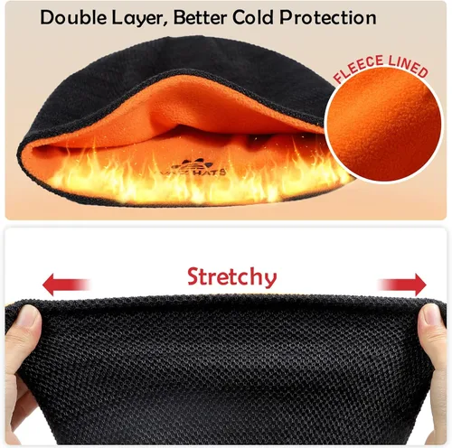 Vista 4 de Lvaiz - Gorro de invierno para hombre con forro polar cálido para hombre, reversible, resistente al viento, gorro de punto unisex