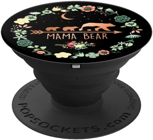 Vista 4 de Mama Bear Pop Socket Oro Rosa con 3 Cubs - PopSockets Grip y Stand para Teléfonos y Tabletas