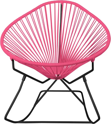 Vista 32 de Innit Designs Acapulco - Silla mecedora con estructura cromada, color turquesa, tejido naranja Verde