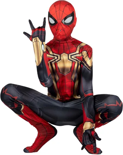 Vista 2 de Marvel - Traje Zentai integrado clásico de Spider-Man para niños, disfraz de Spiderman para Halloween