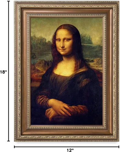 Vista 8 de DECORARTS - Leonardo Da Vinci Mona Lisa - Arte enmarcado con marco de bronce antiguo, impresión giclée, retrato renacentista fabricado en Estados