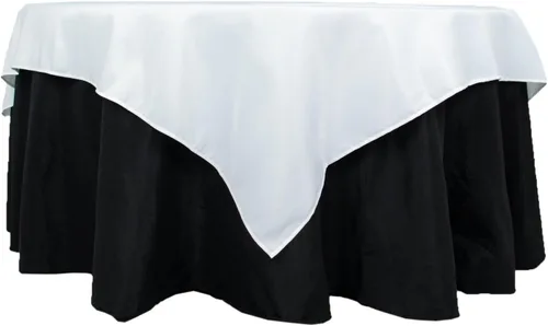 Vista 5 de Balsa Circle Mantel cuadrado de poliéster negro de 70 x 70 pulgadas, para bodas, fiestas, eventos, recepción, catering, suministros de decoración