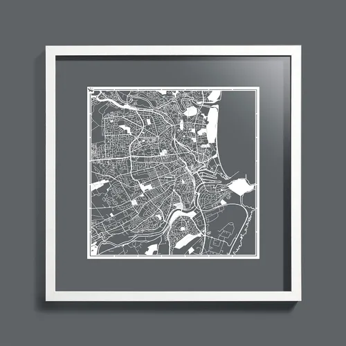 Vista 5 de O3 Design Studio Aberdeen - Mapa de papel cortado en papel blanco de 12 x 12 pulgadas