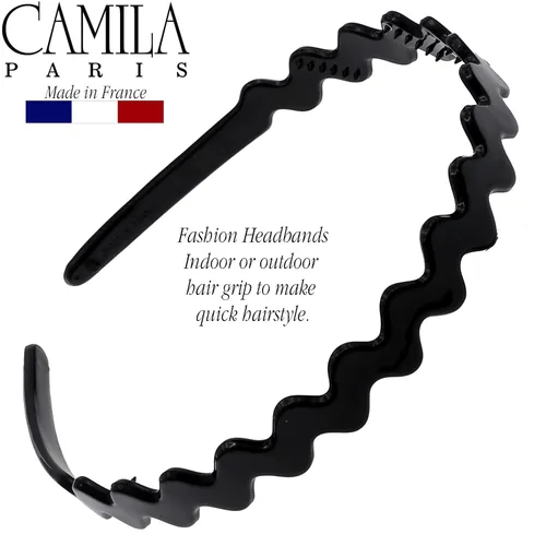 Vista 5 de Camila Paris CP3295 - Diadema francesa para mujer, negra, banda de pelo con fuerte agarre para mujeres, ligera y muy flexible, sin deslizamiento