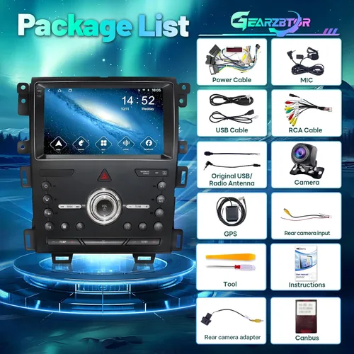 Vista 7 de 8Core 4+64G Radio de coche para Ford Edge 2010 2011 2012 2013 2014 9" IPS Screen Android 13 Edge Stereo Headunit Wireless CarPlay Android Auto BT