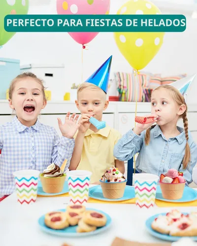 Vista 5 de Juego de 12 cuencos y cucharas de helado de plástico para regalo de fiesta