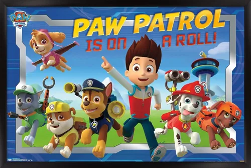 Vista 14 de Nickelodeon Paw Patrol - Póster de pared de tripulación, 22.4 pulgadas de largo x 14.7 pulgadas de ancho, versión enmarcada de madera de granero