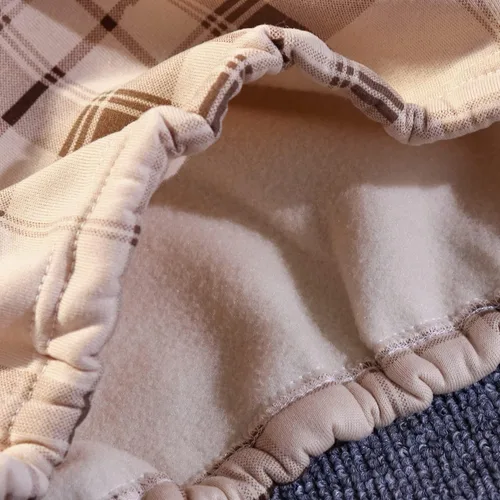 Vista 8 de Skateboard Frog Ropa de otoño e invierno para mujer, sudaderas con capucha a cuadros falsas de dos piezas, cuello de tortuga de vellón, suéter