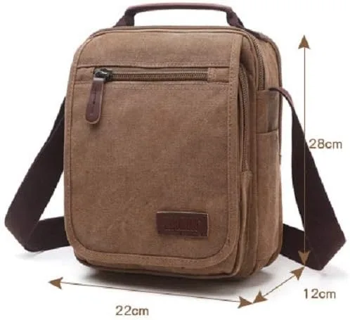Vista 5 de Bolso bandolera de lona pequeño para el hombro, bolso de viaje, bolso cruzado simple casual para mujeres y hombres, Mejora negro, Clásico, portátil