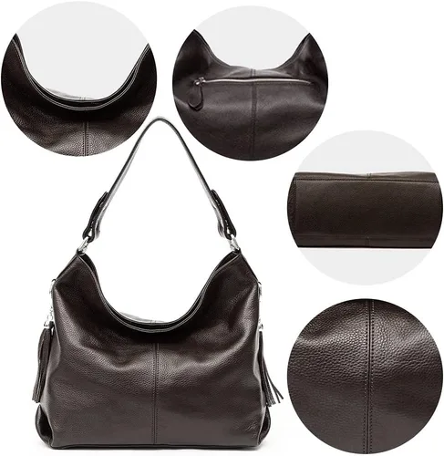 Vista 90 de Moda suave cuero genuino borla mujer bolso señoras hombro mensajero hobo bolso