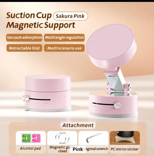 Vista 4 de Soporte de teléfono ajustable con interruptor de encendido/apagado, rotación de 360°, plegable y portátil, con soporte multiusos para teléfono