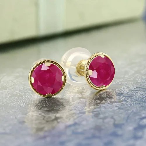 Vista 81 de Gem Stone King Aretes redondos de oro amarillo de 14 quilates con piedra natal Redondos de 0.157 in Aretes de oro para mujeres y hombres