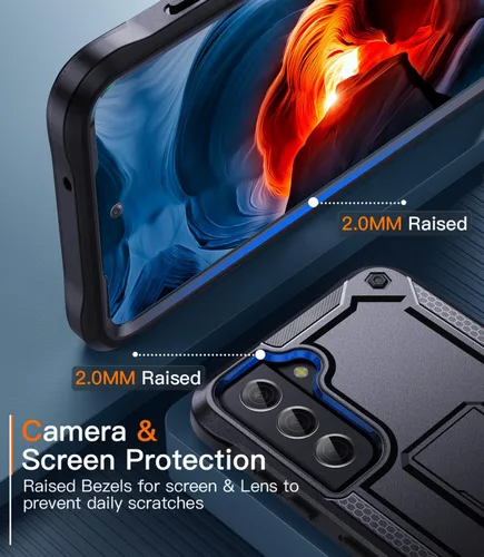 Vista 2 de Funda de teléfono para Galaxy S21 Fe 5G, [grado milimétrico] [1 protector de pantalla separado] con textura mate, de poliuretano termoplástico Negro