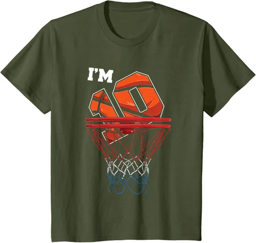 Vista 10 de Camiseta de regalo de cumpleaños con red de baloncesto de 10 años, Negro