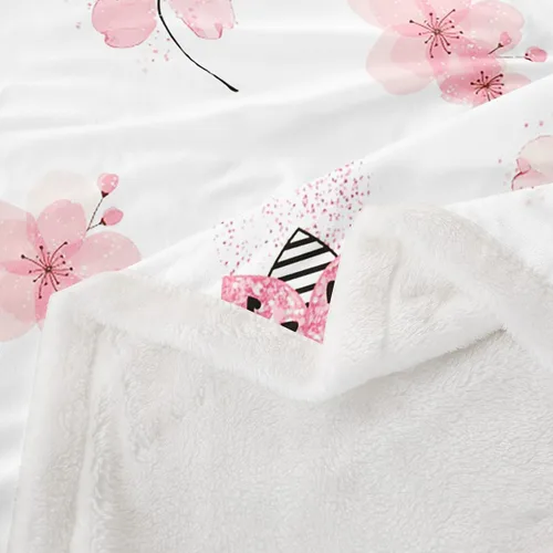 Vista 4 de Manta de forro polar con diseño de mariquita, diseño de mariquita, color rosa degradado con purpurina, para sofá o cama, manta Kawaii de dibujos