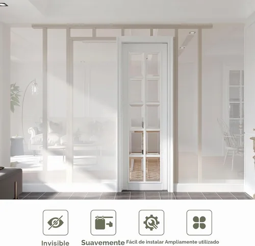 Vista 2 de EaseLife Kit de herrajes para puerta corrediza de 4 pies/48 pulgadas, grado comercial, kit de riel de caja de aluminio, se desliza suavemente
