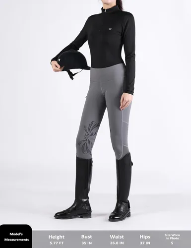 Vista 5 de Harrison Howard Camisa ecuestre de manga larga para mujer, con absorción de sudor, secado rápido, capa base con cremallera de 14
