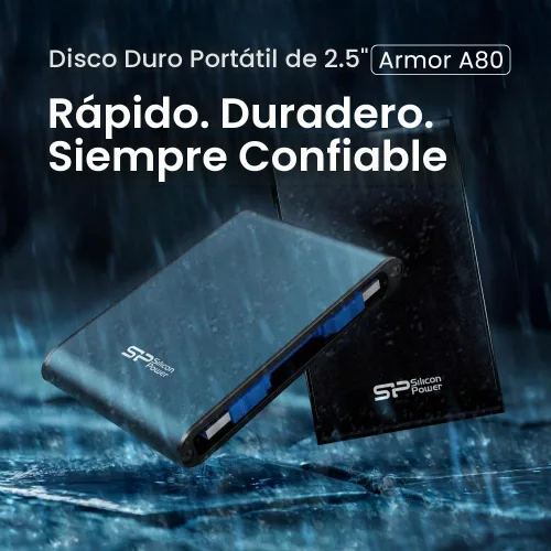 Vista 5 de Silicon Power - Armadura de disco duro externo portátil de 1 TB A80, resistente al agua USB 3.0 para PC, Mac, Xbox y PS4, color azul