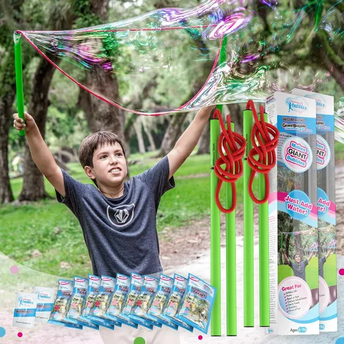 Vista 10 de WOWmazing Kit Grab-N-Go: Incluye varita, concentrado de burbujas gigante, cubo y folleto de consejos y trucos Juguete al aire libre para niños